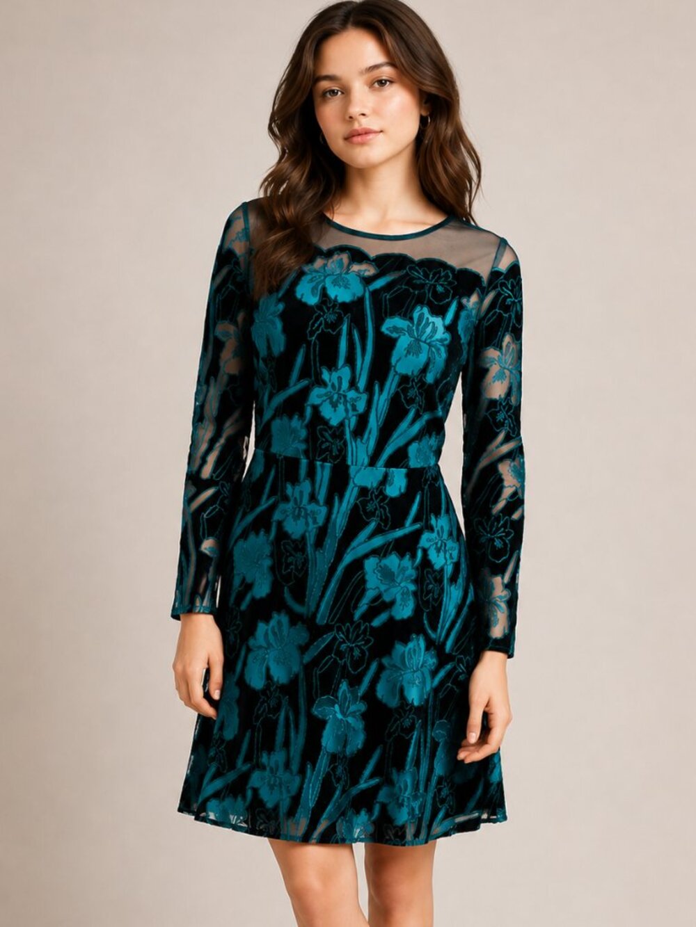 Eva Franco x Anthropologie Juliet Embroidered Velvet Mini Dress, Size 8